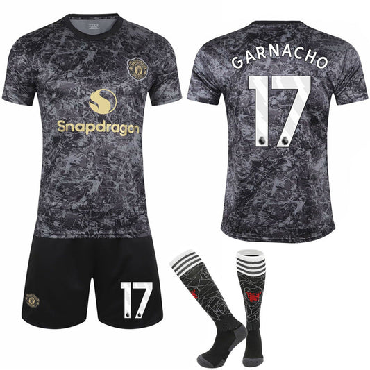 2024-2025 Manchester United Special Edition Black Football Kit for Kids Adult No.17 GARNACHO—max No.17 GARNACHO S