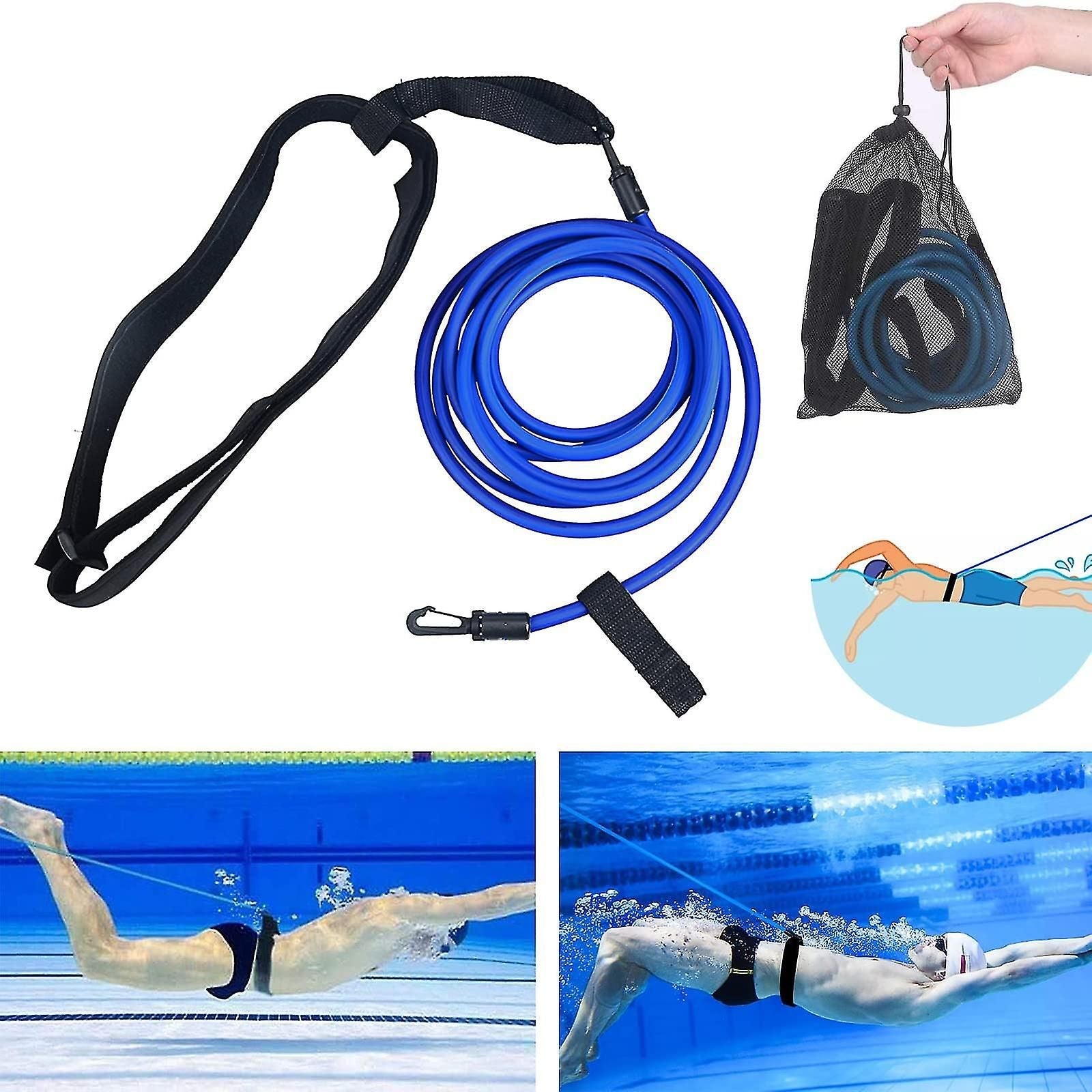 Adjustable swimming belt for pool, swimming resistance belt, swimming belt for pool hanging training, bungee swimming resistance.