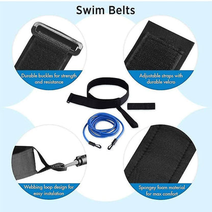 Adjustable swimming belt for pool, swimming resistance belt, swimming belt for pool hanging training, bungee swimming resistance.
