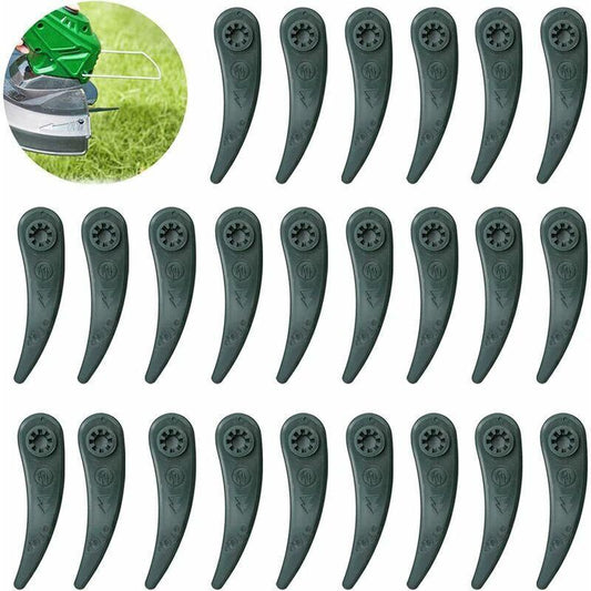 Pack of 24 replacement blades for Bosch Durablade Art 23-18 LI Art 26-18 LI lawn mowers, green..