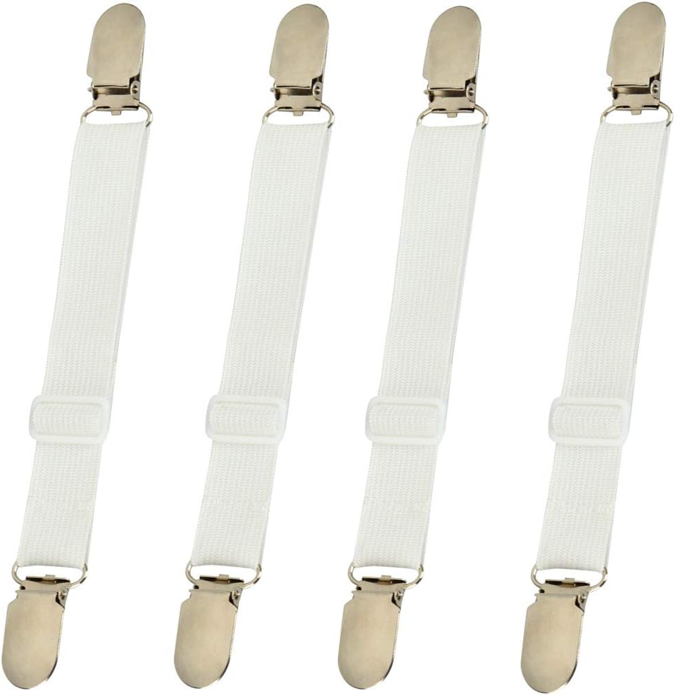 Sheet Clips Buckles Sheet Holder Mattress Clips, 4 pcs Adjustable Elastic Sheet Fasteners Buckles Holders
