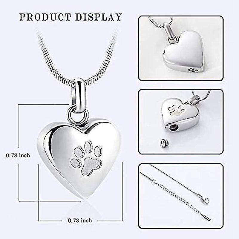 Cremation Necklace for Ashes with Heart Shaped Pet Charm, Memorial Jewelry