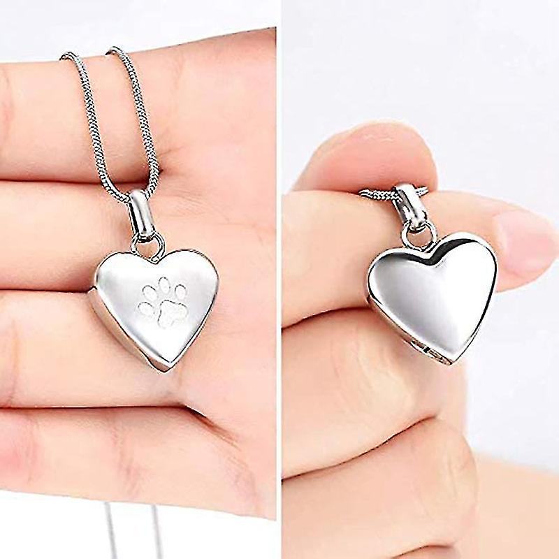 Cremation Necklace for Ashes with Heart Shaped Pet Charm, Memorial Jewelry