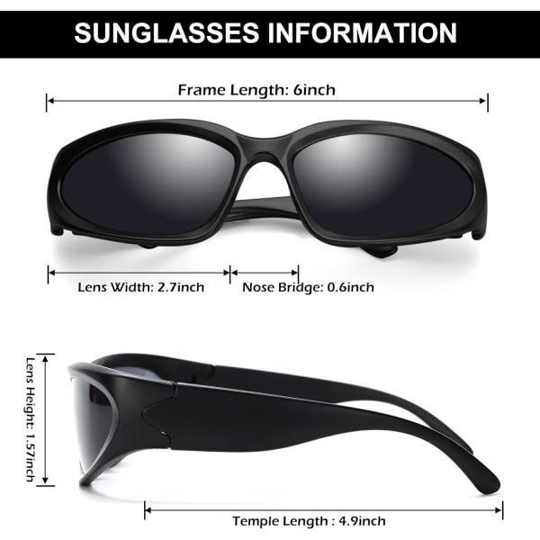 Wrap Around Fashion Glasses for Men Women Trendy Fast Oval Dark Futuristic Sunglasses Goggles Eyebrow