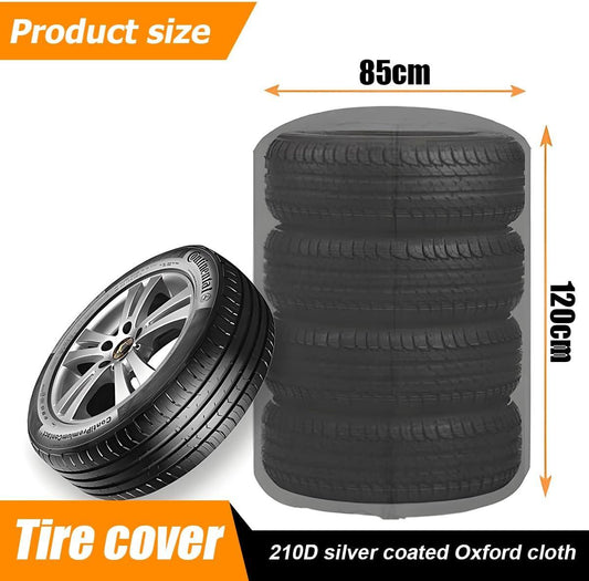 Tire Storage Cover, Universal Tire Cover for 4 Tires, Car Spare Tire Tire Storage Bag Case Protection (Silver).
