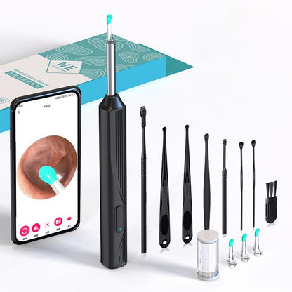ST 1080P Wireless Ear Cleaning Otoscope Ear Cleaning Tool Black 8 PCS Set.