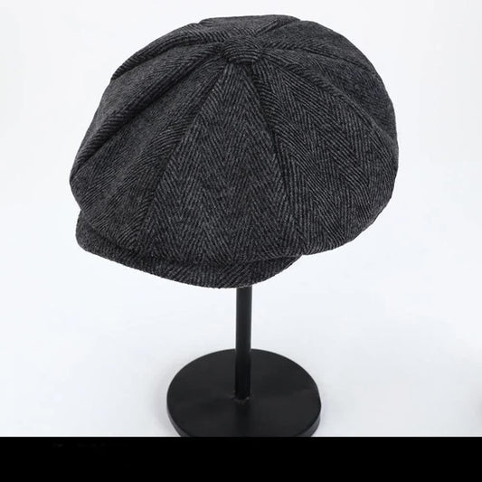 2023 Retro Newsboy Caps Men Octagonal Hats Peaky Blinders Newsbo Black