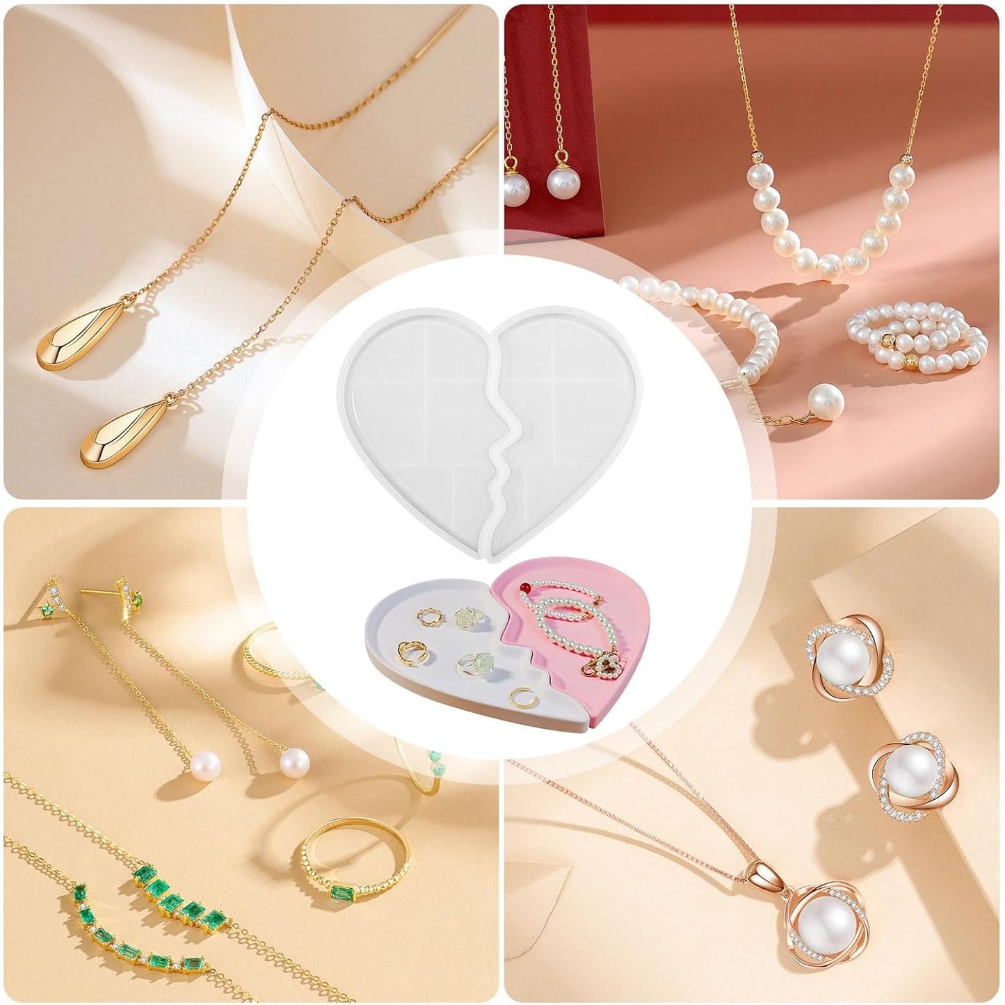 Heart Tray Mold â Jewelry Tray Mold Silicone, Jewelry Holder Resin Mold, Epoxy Resin Casting Mold, Jewelry Tray Dishes for Jewelry Storage.