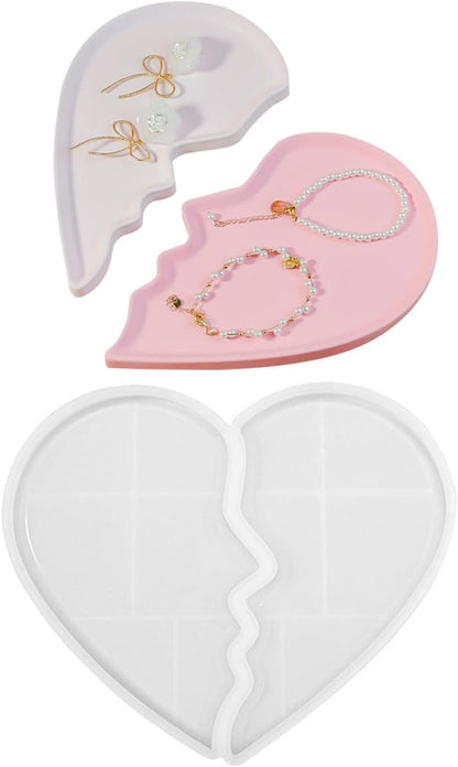 Heart Tray Mold â Jewelry Tray Mold Silicone, Jewelry Holder Resin Mold, Epoxy Resin Casting Mold, Jewelry Tray Dishes for Jewelry Storage.