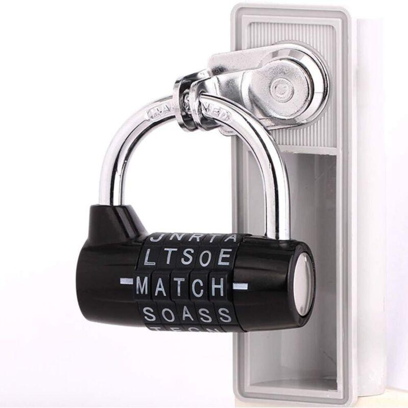 Combination Lock, Code Lock, Waterproof and Rustproof Combination Lock for Families, Schools, Businesses, Cabinets and Other Places (5 Letter Lock).