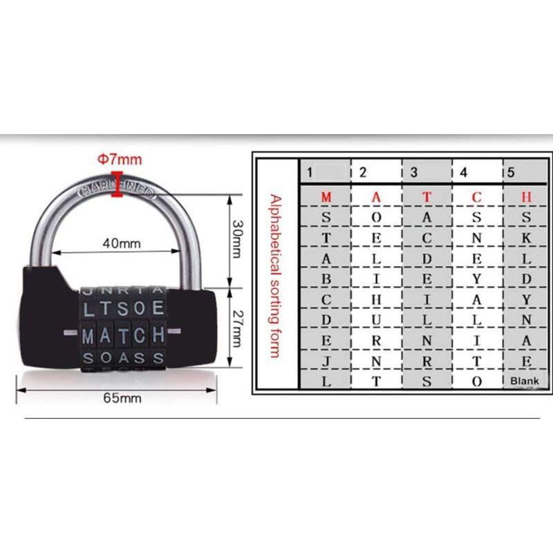 Combination Lock, Code Lock, Waterproof and Rustproof Combination Lock for Families, Schools, Businesses, Cabinets and Other Places (5 Letter Lock).