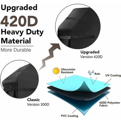 Grill Cover Waterproof Protection Windproof, tear-proof cover with straps and storage bag (145x61x117cm)