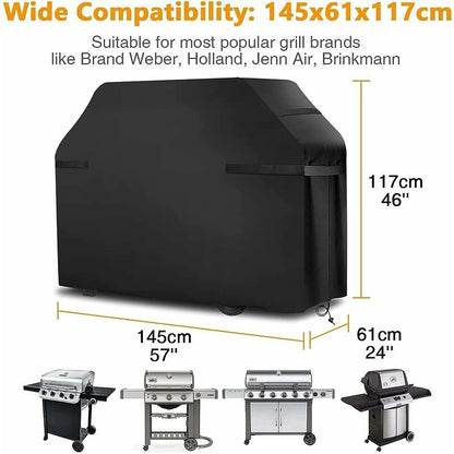 Grill Cover Waterproof Protection Windproof, tear-proof cover with straps and storage bag (145x61x117cm)