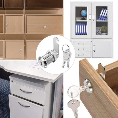 16mm Cylinder Security Lock for Mailbox with 5 Different Lock Plates and 2 Keys, Cabinet Lock, Cupboard, Toolbox, File Cabinet.