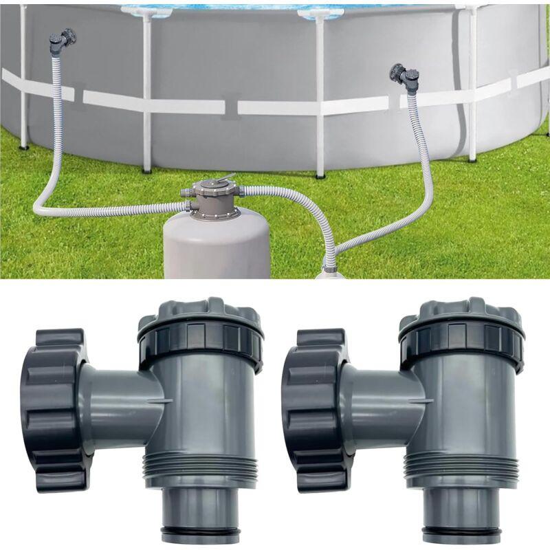 Inlet/Outlet Valve Compatible with Coleman, Intex, Bestway, Above Ground Pool Filter Pump, Pool Pump Replacement Parts, for 1-1/2 Inch Hose (2) Set.