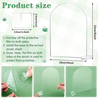 5-pack Transparent Acrylic Sign Acrylic Wedding Table Number with Stand Blank Arched Guest Name Table Number Holder