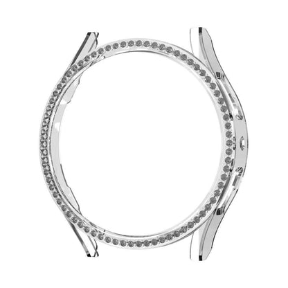 Compatible with Samsung Galaxy Watch 6 5 4 40mm 44mm Case PC Single Row Diamond-Coated Shiny Protection Bumper Without Glass Clear Galaxy Watch6 40mm.