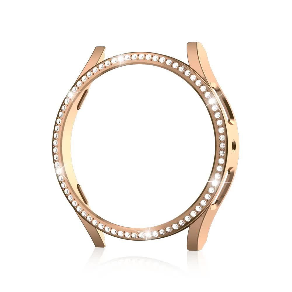 Compatible with Samsung Galaxy Watch 6 5 4 40mm 44mm Case PC Single Row Diamond-Coated Shiny Protection Bumper Without Glass Clear Galaxy Watch6 40mm.