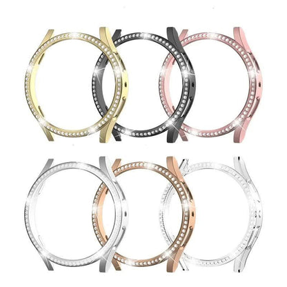 Compatible with Samsung Galaxy Watch 6 5 4 40mm 44mm Case PC Single Row Diamond-Coated Shiny Protection Bumper Without Glass Clear Galaxy Watch6 40mm.