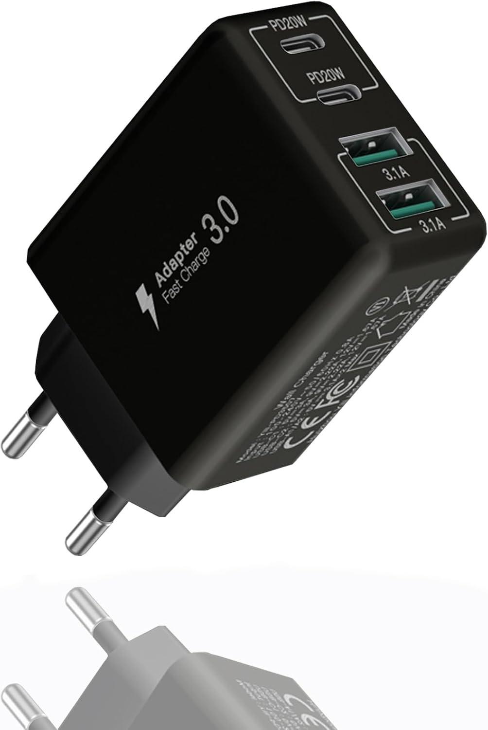 Compatible USB C Charger, 40W USB Multi Fast Charger, Multiple USB Outlets USB Charging Plug Adapter, USB Charger{EE}.