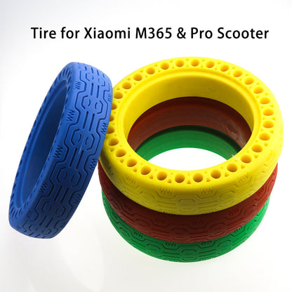 For Xiaomi electric scooter color solid tire multi-color honeycomb tire hollow airless tire M365 explosion-proof solid tire green.