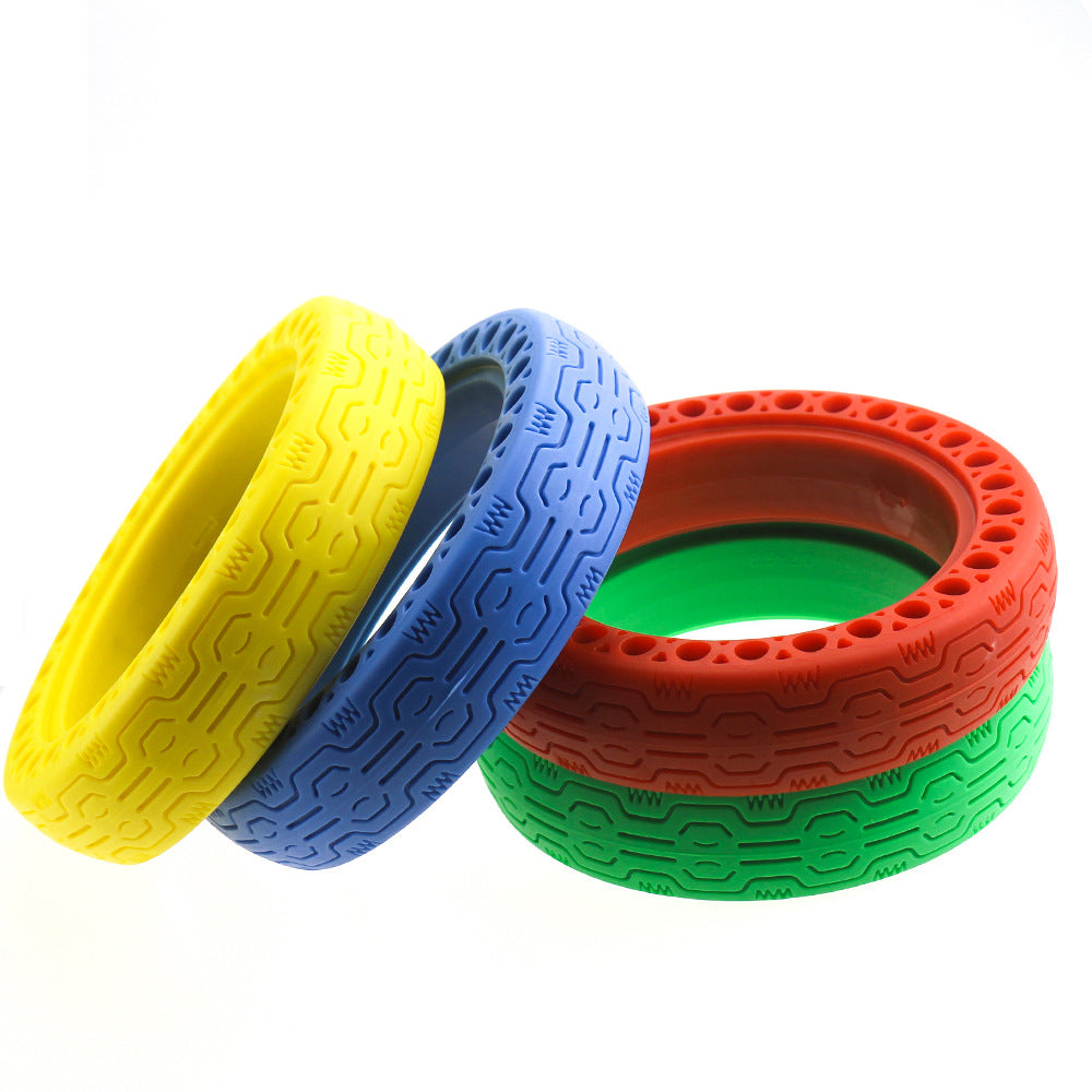 For Xiaomi electric scooter color solid tire multi-color honeycomb tire hollow airless tire M365 explosion-proof solid tire green.
