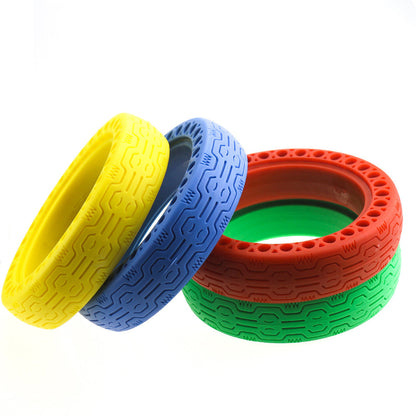 For Xiaomi electric scooter color solid tire multi-color honeycomb tire hollow airless tire M365 explosion-proof solid tire green.