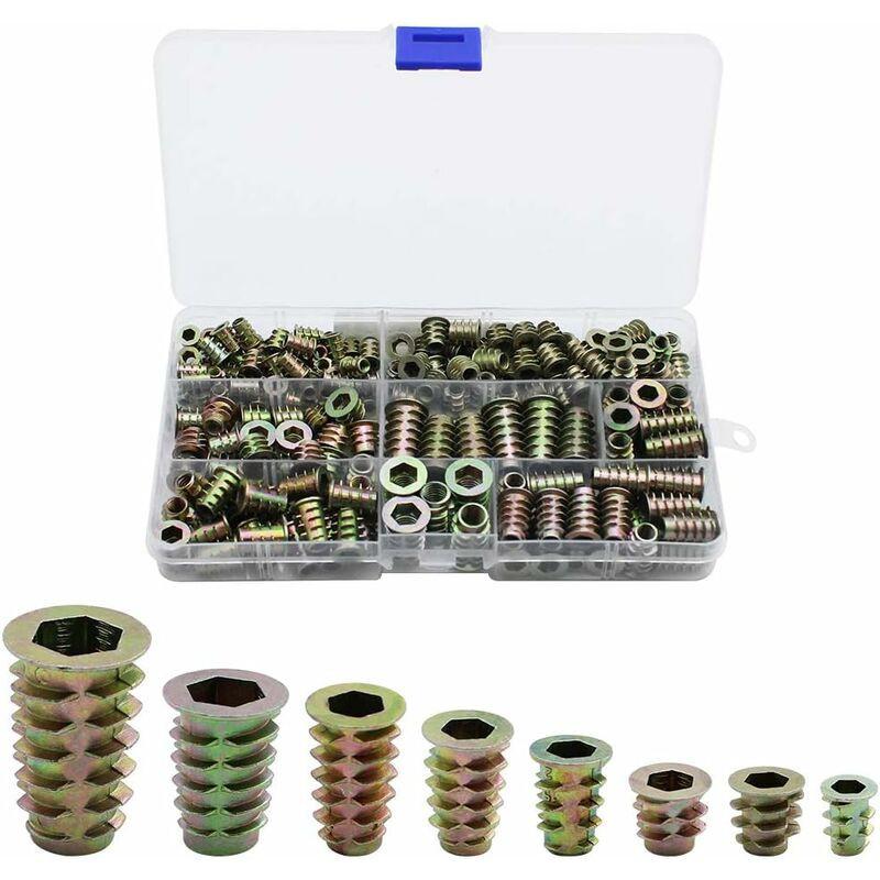 230 Pieces Zinc Alloy Hexagonal Threaded Insert Nuts, Threaded Insert Nuts, External Thread Nuts M4 M5 M6 M8 for Nut Tool Kit.