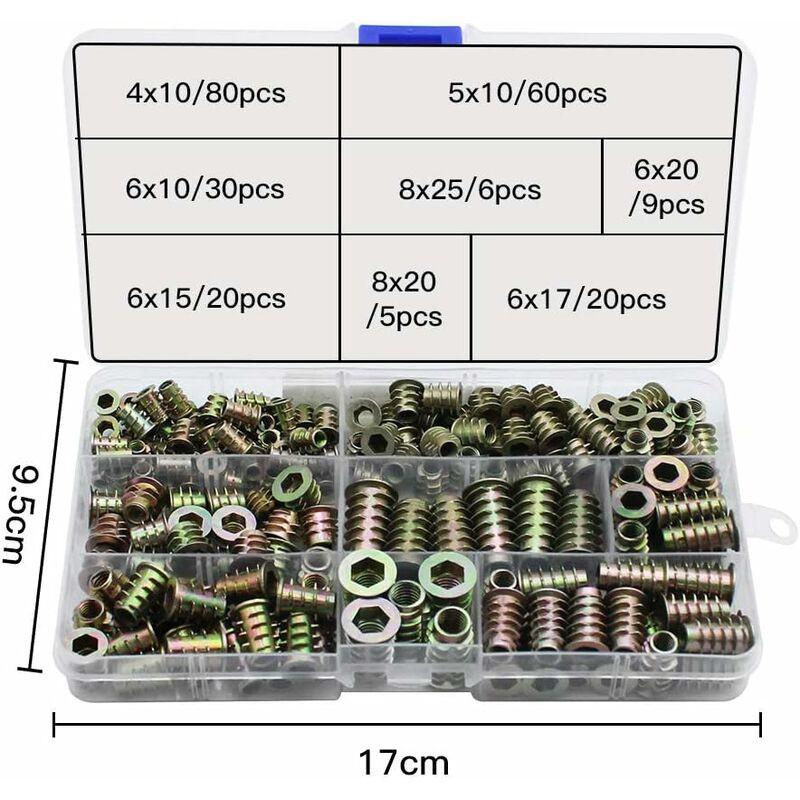 230 Pieces Zinc Alloy Hexagonal Threaded Insert Nuts, Threaded Insert Nuts, External Thread Nuts M4 M5 M6 M8 for Nut Tool Kit.