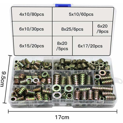 230 Pieces Zinc Alloy Hexagonal Threaded Insert Nuts, Threaded Insert Nuts, External Thread Nuts M4 M5 M6 M8 for Nut Tool Kit.