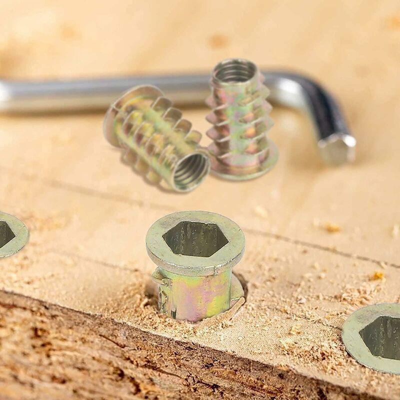 230 Pieces Zinc Alloy Hexagonal Threaded Insert Nuts, Threaded Insert Nuts, External Thread Nuts M4 M5 M6 M8 for Nut Tool Kit.