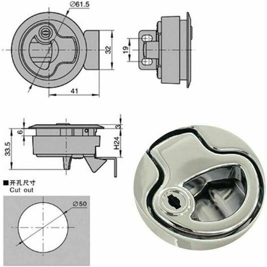 Boat Hatch Lock Pull Marine, Zinc Alloy Recessed Hatch Lock with Locking Door for Yacht Trailer Motorhome Deck Hatch Door Cabinet..DEBUNS.