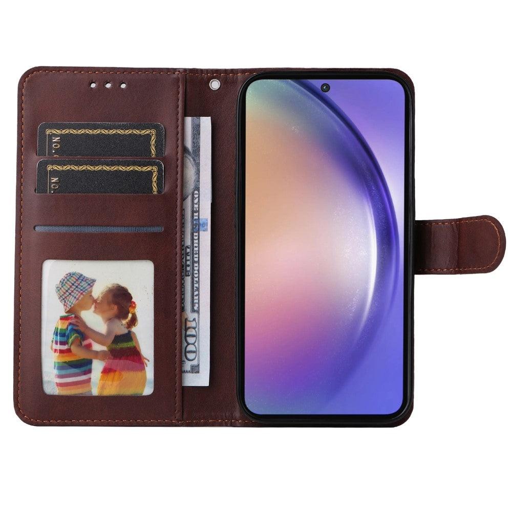 SKALO Samsung A55 5G PU Leather Wallet Case - Multiple Colors Brown Brown Brown.