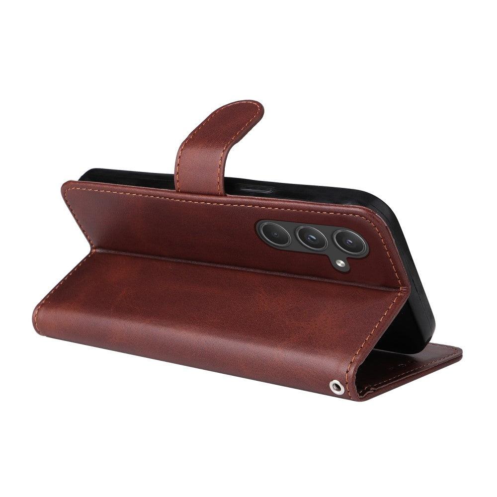 SKALO Samsung A55 5G PU Leather Wallet Case - Multiple Colors Brown Brown Brown.