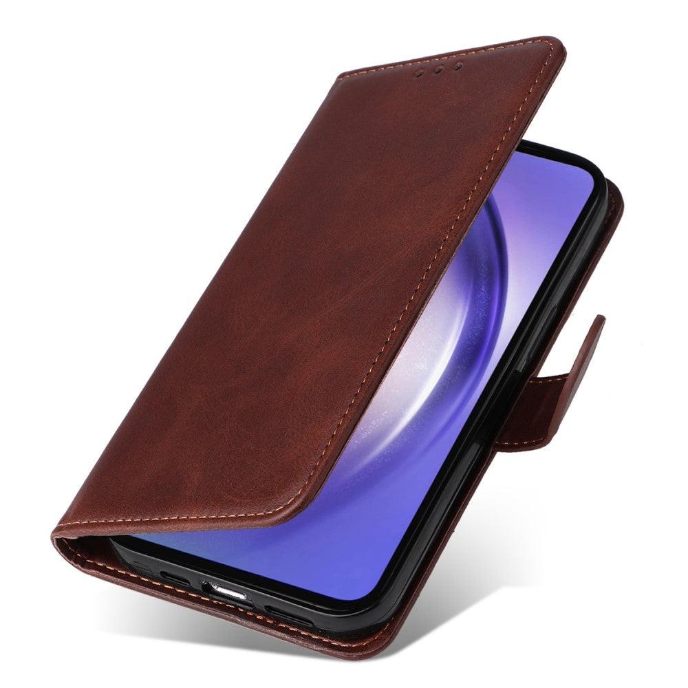 SKALO Samsung A55 5G PU Leather Wallet Case - Multiple Colors Brown Brown Brown.