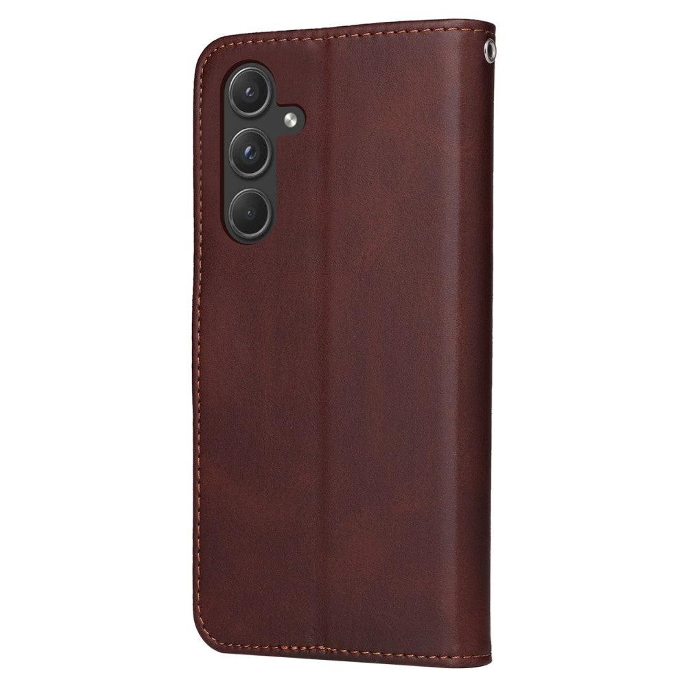 SKALO Samsung A55 5G PU Leather Wallet Case - Multiple Colors Brown Brown Brown.