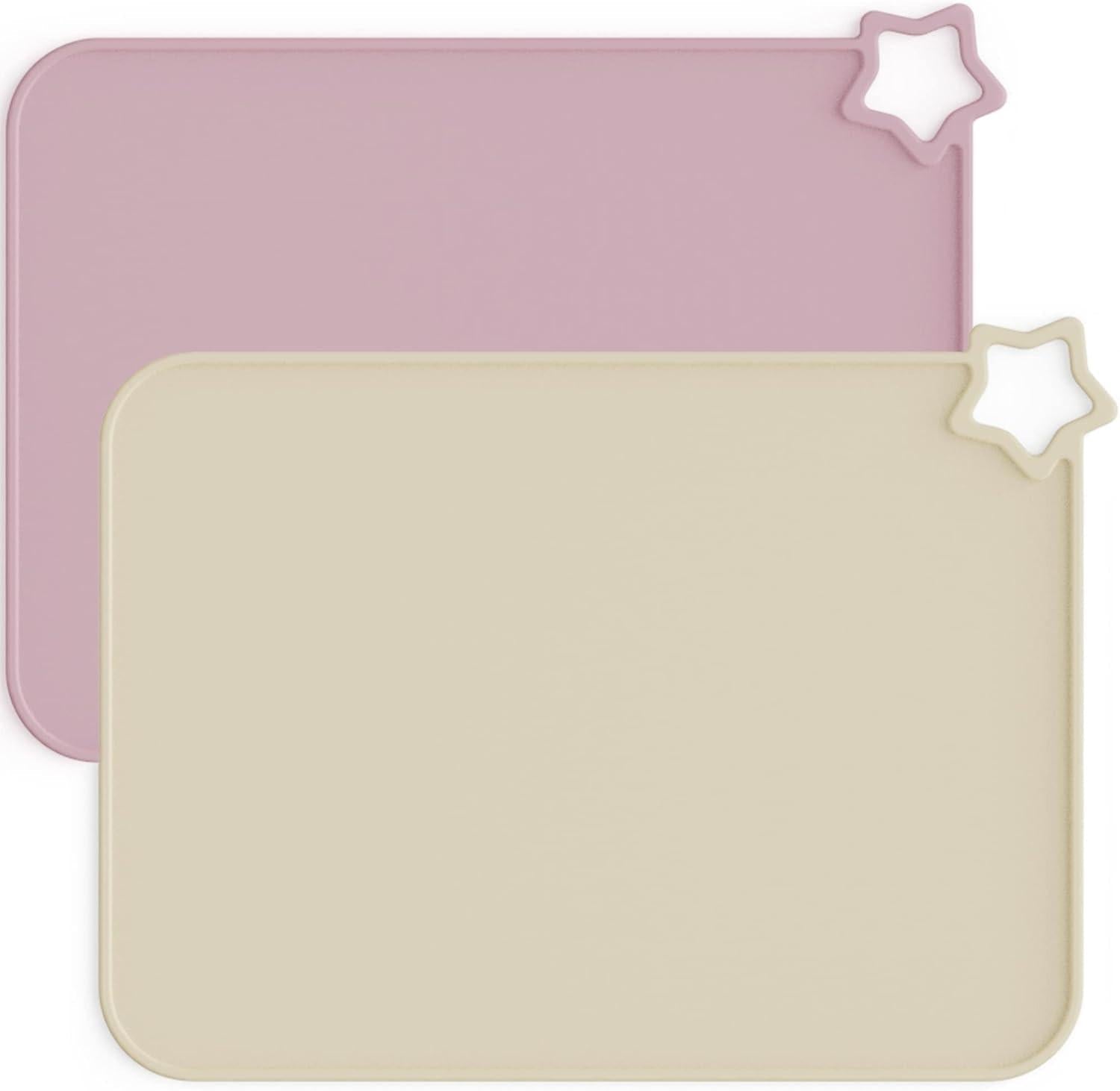 Moonkie Silicone Baby Placemat, 2-Pack | Non-Slip Design, BPA-Free | Washable Placemats for Kids (Light Mauve/Skin Tones) Light Mauve/Skin Tones.