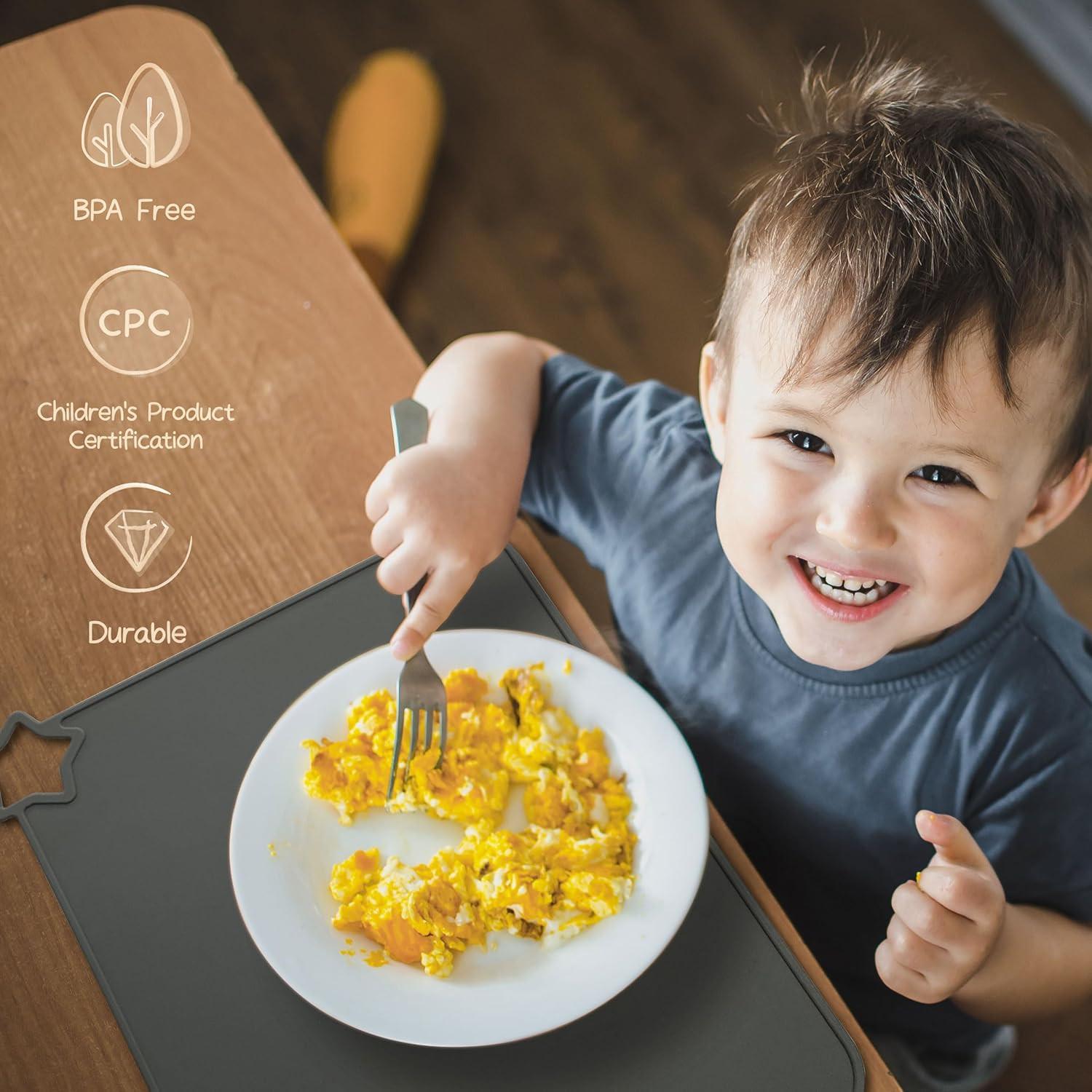 Moonkie Silicone Baby Placemat, 2-Pack | Non-Slip Design, BPA-Free | Washable Placemats for Kids (Light Mauve/Skin Tones) Light Mauve/Skin Tones.