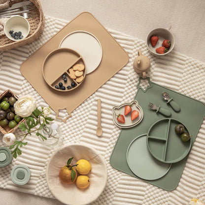 Moonkie Silicone Baby Placemat, 2-Pack | Non-Slip Design, BPA-Free | Washable Placemats for Kids (Light Mauve/Skin Tones) Light Mauve/Skin Tones.