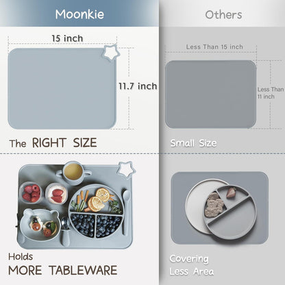 Moonkie Silicone Baby Placemat, 2-Pack | Non-Slip Design, BPA-Free | Washable Placemats for Kids (Light Mauve/Skin Tones) Light Mauve/Skin Tones.
