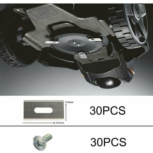Pack of 30 lawn mower blades for Husqvarna with double ground stainless steel blades 36.518.50.65mm..DEBUNS.