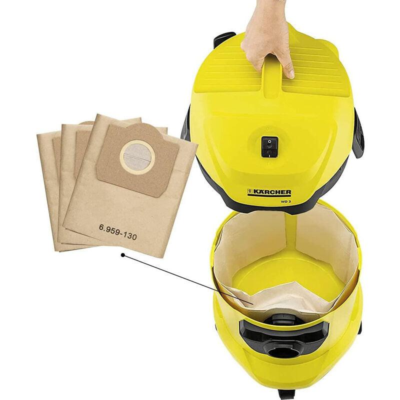10-pack 6.959-130.0 Paper vacuum cleaner bag A 2201/2204/2504 for Karcher WD3 WD3P Wet and dry vacuum cleaner Replacement.
