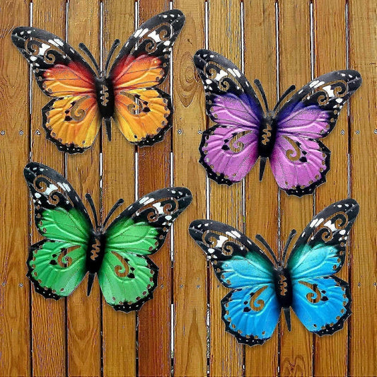 10.6"" Metal Butterfly Wall Decor, Butterflies Indoor Outdoor Hanging Wall Art for Patio Garden Yard Fence Home Living Room