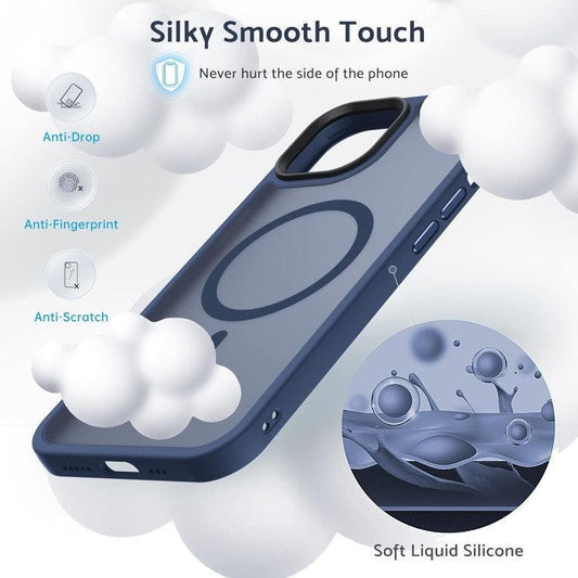 Compatible with iPhone 13 - MagSafe Case Shockproof Silicone Matte Blue.