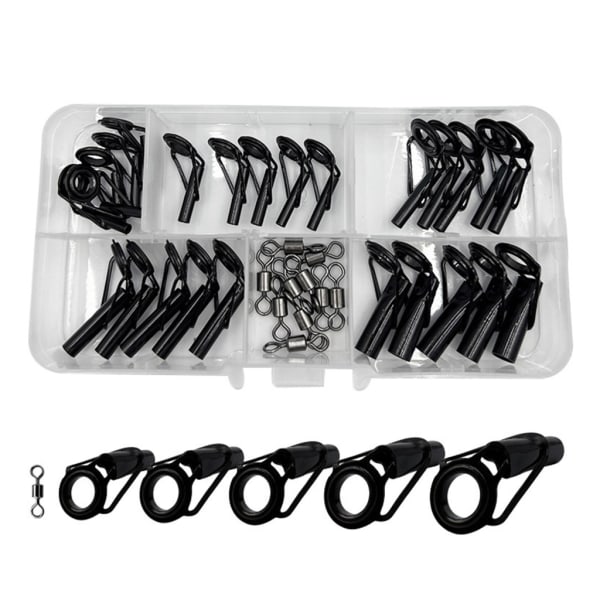 35pcs Fishing Rod Repair Kit Rings Wear-Resistant Ceramic Guide Rings Rod Eye Fishing Rod Guides Alconite Rings Set.