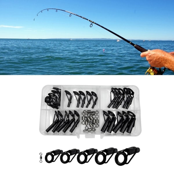 35pcs Fishing Rod Repair Kit Rings Wear-Resistant Ceramic Guide Rings Rod Eye Fishing Rod Guides Alconite Rings Set.