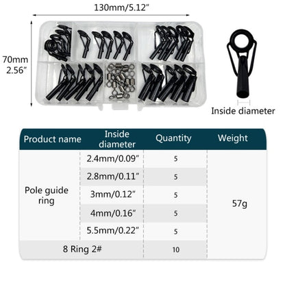 35pcs Fishing Rod Repair Kit Rings Wear-Resistant Ceramic Guide Rings Rod Eye Fishing Rod Guides Alconite Rings Set.