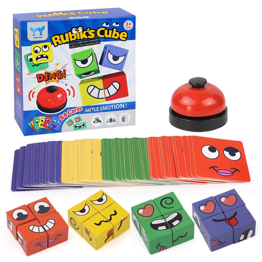 Expression Puzzle Building Blocks Face Changing Building Blocks Matching Game Logical Thinking Training Toy With Bell.