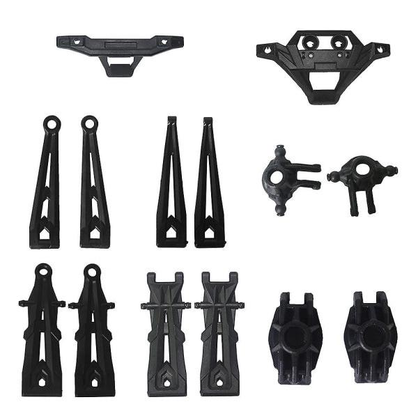 For XLH Hosim 9125 RC Car 14pcs Front Rear Upper Lower Control Arm Control Stub Axle Bumper Black.