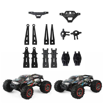 For XLH Hosim 9125 RC Car 14pcs Front Rear Upper Lower Control Arm Control Stub Axle Bumper Black.